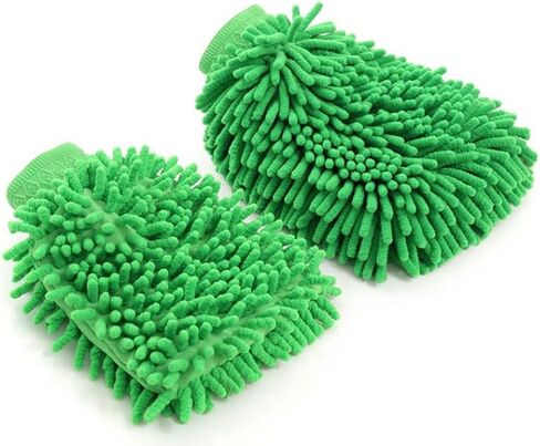 Eeghurt 2 Pcs Car Cleaning Glove, Car Cleaning Cloth Gloves Wash Mitts for Car Cleaning，Chenille Car Wash Mitt Kitchen Cleaning Tools (Blue) in Kuwait