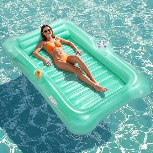 HeySplash Inflatable Pool Float Lounge, Large Inflatable Pool Floats Boat for Adults with Cup Holder/Pillow, Tanning Pool Lounger Float for Outdoor Lake River Summer Water Party in Saudi Arabia
