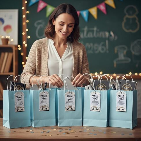 Class of 2026 Graduation Tags: Smudge-Proof Writable Cardstock 40Pcs 2x3.5 Rectangular Labels with 40 Metallic Ties for Party Favors, Floral Bouquets & Senior Year Ceremony Décor in Kuwait