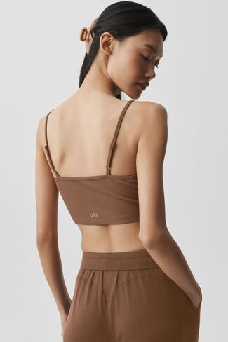 Alo Yoga Ribbed Delicate Lounge Tank - Sun Kissed Brown in Kuwait