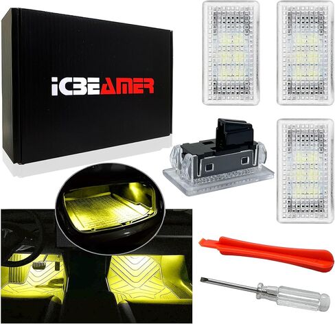 ICBEAMER For Tesla Interior LED Lights Kit: Ultra-bright, easy plug-in, with a panel removal tool. Fits Model 3, S, Y, X. Trunk, Frunk, Door Puddle, Foot-Well, Fit Tesla Accessories(4 Packs in Purple) in Saudi Arabia