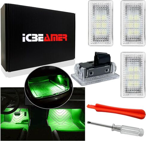 ICBEAMER For Tesla Interior LED Lights Kit: Ultra-bright, easy plug-in, with a panel removal tool. Fits Model 3, S, Y, X. Trunk, Frunk, Door Puddle, Foot-Well, Fit Tesla Accessories(4 Packs in Purple) in Saudi Arabia