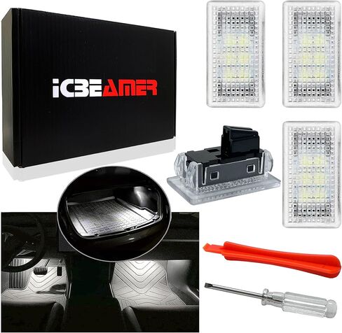 ICBEAMER For Tesla Interior LED Lights Kit: Ultra-bright, easy plug-in, with a panel removal tool. Fits Model 3, S, Y, X. Trunk, Frunk, Door Puddle, Foot-Well, Fit Tesla Accessories(4 Packs in Purple) in Saudi Arabia