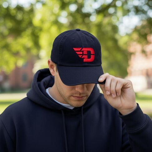Desert Cactus University of Dayton Baseball Hat Flyers UD Brimmed Embroirderd Hats Cap Adjustable Cloth Strap Adult (Style B) Red in Saudi Arabia