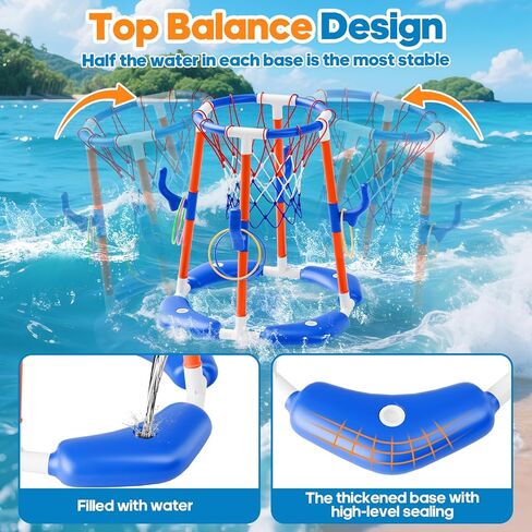 Pool Basketball Hoop Poolside, Floating Pool Toys with 4 Basketballs/1 Pump, Swimming Pool Games for Kids Adults, Water Basketball for Pool Basketball Games for Outdoor Indoor Play in Saudi Arabia