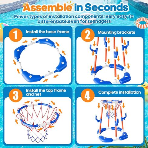 Pool Basketball Hoop Poolside, Floating Pool Toys with 4 Basketballs/1 Pump, Swimming Pool Games for Kids Adults, Water Basketball for Pool Basketball Games for Outdoor Indoor Play in Saudi Arabia