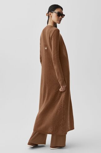 Alo Yoga Sheer Cashmere Long Cardigan - Sun Kissed Brown in Kuwait