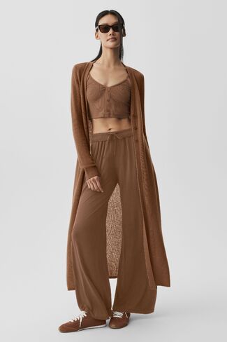 Alo Yoga Sheer Cashmere Long Cardigan - Sun Kissed Brown in Kuwait