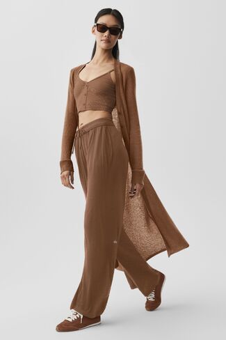 Alo Yoga Sheer Cashmere Long Cardigan - Sun Kissed Brown in Kuwait