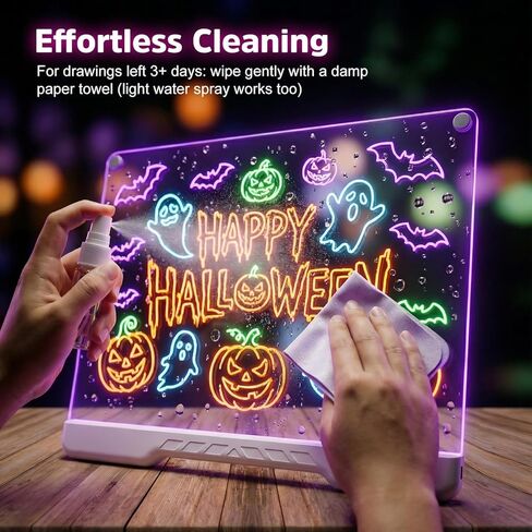 Led Drawing Board for Kids 16-Inch Rechargeable Doodle Glow Led Note Writing Message Board with Color Portable Light Up Drawing Pad Tablet Gifts for Teenage Girls, 12 Dry Erase Markers & Tracing Book in Kuwait