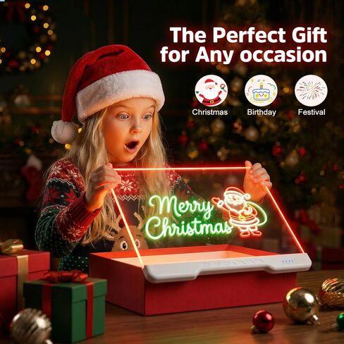 Led Drawing Board for Kids 16-Inch Rechargeable Doodle Glow Led Note Writing Message Board with Color Portable Light Up Drawing Pad Tablet Gifts for Teenage Girls, 12 Dry Erase Markers & Tracing Book in Kuwait