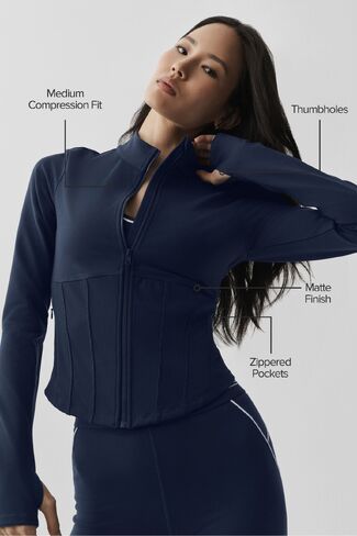 جاكيت Alo Yoga Airbrush Corset بسحاب كامل - كحلي in Kuwait