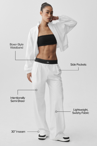 Alo Yoga Suit Up Trouser (Long) - White/Black in Kuwait