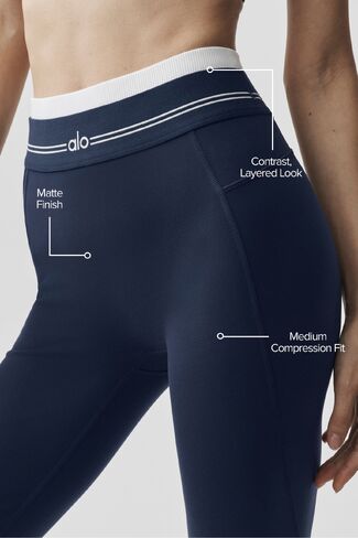 Alo Yoga Airbrush عالي الخصر 7/8 Better Together Leggings - كحلي/أبيض in Saudi Arabia