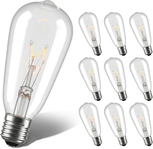 SUNSGNE 10-Pack Edison Replacement Light Bulbs, 7-Watt E12/C7 Candelabra Base ST38 Replacement Clear Glass Light Bulbs for Outdoor Patio String Lights, Warm White in Saudi Arabia