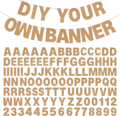 DIY Banner Kit with Letters Glitter Banner Letters Customizable Birthday Banners Graduation Banner Custom Party Hanging Banner for Graduation Wedding Party Baby Shower Decoration(Gold) in Kuwait