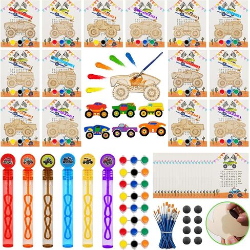 HandTool Race Car Party Favors,24 PCS DIY Wooden Car Painting Crafts Kit for Kids with Paints&Magnets,Bubble Wands,DIY Cards and Gift Bags,Birthday Supplies for Kids Classroom Rewards Gifts Bulk in Saudi Arabia