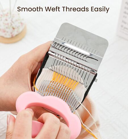 OrbitShell Mini Darning Loom, Mushroom Knit Patch Kit, Weft Comb, 50 Colors Thread & 12 Needles, Speedweve Patchmaker Weaving Loom for Mending Jeans Socks Clothes Repair DIY, Gifts for Craft Beginners in Kuwait