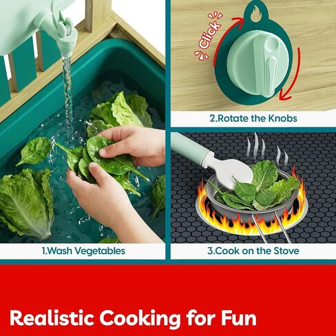 TOP BRIGHT 4 In 1 Mud Kitchen for Kids, Wooden Outdoor Playhouse for Water & Sand Play, Cooking & Gardening Playset with Accessories, Sensory Table Set, Backyard Pretend Play Toy for Boys Girls Ages 3 in Kuwait