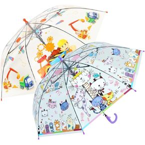 2 PCS Kids Clear Bubble Umbrella with J Hook Handle Safety Transparent Dome Bubble Umbrella for Toddler Boys Girls, Christmas, Halloween, Birthday Gift