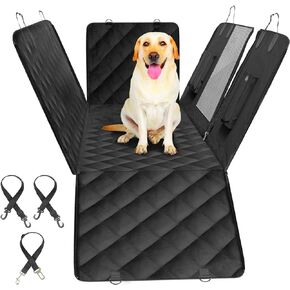 Simple Deluxe Dog Car Seat Cover for Back Seat, Waterproof Dog Hammock with 3 Pockets, 600D Scratchproof & Nonslip Pet Seat Protector with Mesh Window, for Cars, Trucks, SUVs, Standard