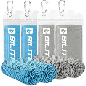 Superfiber Ice Towel Neck, Soft Breathable Cold Towel Cooling, Yoga, Sports, Golf, Gym, Camping, Running, Fitness, Exercise and More Activities, 4 Packs (Blue/Green/Rose red/Gray)