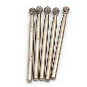 3mm×2mm Diamond Ball Point Head Mounted Burr Drill Bits Rotary Tools for Jewelers, Craft Hobbyists, Modelers, Pack of 10