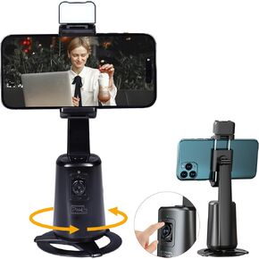 Auto Face Tracking Tripod 360° Rotating Auto Tracking Phone Stand for iPhone, No App,Rechargeable Smart Shooting Stand for Live Video Recording