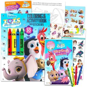 T.O.T.S. Tiny Ones Transport Service Coloring and Activity Book Bundle for Boys, Girls ~ T.O.T.S. Coloring Book Set for Kids with Wreck It Ralph Stickers (T.O.T.S. Party Supplies and Favors)