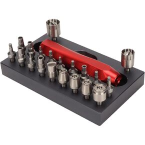 Focket Watch Repair Kit, Professional Stainless Steel Watch Crown Tube Removal Tool with 20 Nozzles, Multipurpose Easy Assembly Watch Crown Remover for Watch Repair Tool, Watchmaker