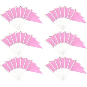 50 Pack Purple Pennant Stick Flag, Small Mini Solid Color Hand Held DIY Blank Flag On Stick, Party Decorations,Sports Club,School,Festival Celebration (Purple)
