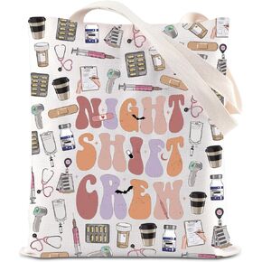 KUIYAI Night Shift Crew Appreciation Tote Bag Night Shift Nurse Nursing Canvas Bag Hospital Nigh Shift Gift Night Worker Gift