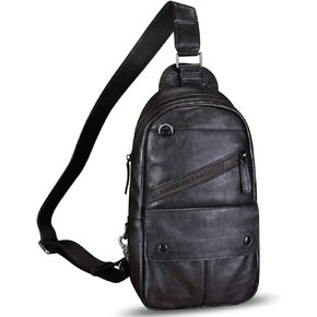 Genuine Leather Sling Bag for Men Backpack Handmade Retro Crossbody Purse Daypack Chest Shoulder Fanny Pack