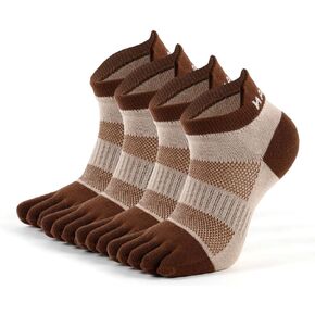 Men's Women's Cotton Toe Socks Five Finger Socks Compression Crew No Show Athletic Socks for Running 4 Pairs