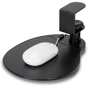 EHO Clamp on Mouse Platform, Clip on Pad Rotating 360 Degree, Ergonomic Mouse Tray Attachment, Mouse Pad, Slide Out Tray, Suitable for 1.5" Thickness Desk, for Home Organizer Extender (Black)