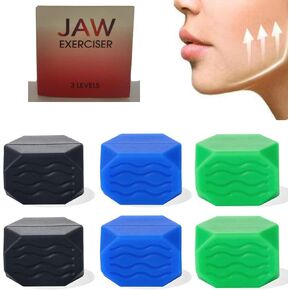 Jaw Trainer for Men Women 6Pcs Jaw Exerciser Silicone Face Chew Jawline Shaper Sculptor Jaw Toner Strengthener-3 Resistance Levels-Double Chin Reducer Neck Exercise Tool-Mewing Jaw Line Gum