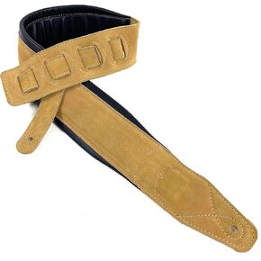 Walker & Williams C-22-SB New Handmade Super Soft Tan Signature Napa Leather 3" Wide Guitar Strap For Acoustic, Electric, And Bass Guitars