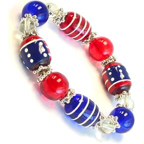 USA Bracelet, Red White Blue Americana Beaded Bracelet, 4th Of July Bracelets For Women, Brithday Christmas Gift, 1 pc