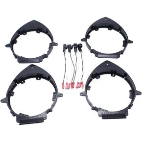 4 PCS/Set SHLPDFM Black 6.5" 6.75" Car Truck Front & Rear Door Speaker Mounting Adapter Brackets w/Speaker Wire Harness Connectors Compatible with Select GM GMC Vehicles