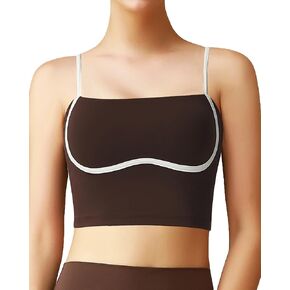 Sports Bras for Women, Workout Tank Square Neck Double Layer Tank Tops, Yoga Tops for Women Built in Bra