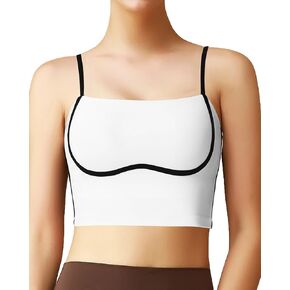 Sports Bras for Women, Workout Tank Square Neck Double Layer Tank Tops, Yoga Tops for Women Built in Bra