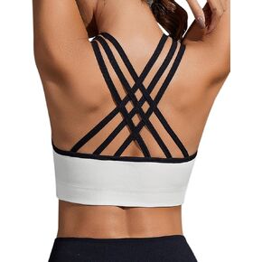 Sykooria Strappy Sports Bras for Women High Impact Padded Yoga Criss Cross Bras Cute Workout Tops Gym Bra