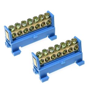 2pcs Terminal Bus Bar 10 Positions Terminal Block Brass Wire Screw Terminal Grounding Strip Bus Bar Block