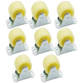 2 inch PP Rigid Caster Wheels Non-Swivel Top Plates for Furniture and Workbench 8 Packs