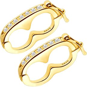 14K Gold Plated 925 Sterling Silver Necklace Shortener Clasp,Mini Pearl Enhancer Push Clasp with Secure Lock,Multi-Strand Shortener Openable Lock Extender for Necklace Chain