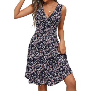 GUBERRY Womens Wrap V Neck Sleeveless Sundress Summer Flare Tank Dress with Pockets …