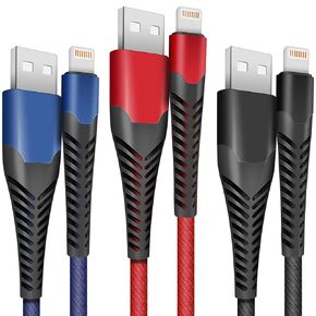 iPhone Charger, Lightning Cable 3PACK 6FT Nylon Braided Fast iPhone Charger Cord Compatible with iPhone 11 Pro Max XS XR X 8 7 6 Plus 5, iPad Pro iPod Airpods and More (3×6 Foot)