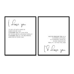 I Choose You To Do Life And I'd Choose You Wall Decor Bedroom Sign Engagement Wedding Gift Couples Anniversary Gift Love Quotes Print UNFRAMED (8X10 INCH)