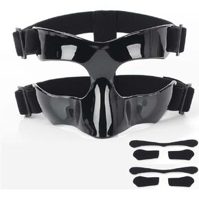 Nose Guard for Sports, Broken Nose, Adustable Face Mask with Foam Passing for Men and Women,Adult,Baseball,Football,Softball Face Guard(Black Half Face)