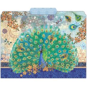 Punch Studio Decorative Royal Peacock Letter Size File Folders, Blue/Multicolor, 10 Count, by Luvial Designs in Kuwait